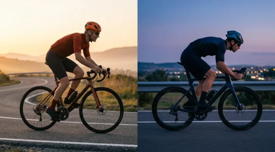 Comparaison visuelle entre un vélo endurance et aéro pour éviter le mal de dos sur 100 km