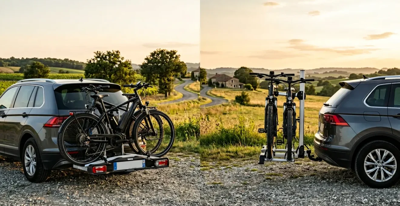 Comparaison entre porte-vélos plateforme et suspendu pour vélos électriques sur attelage