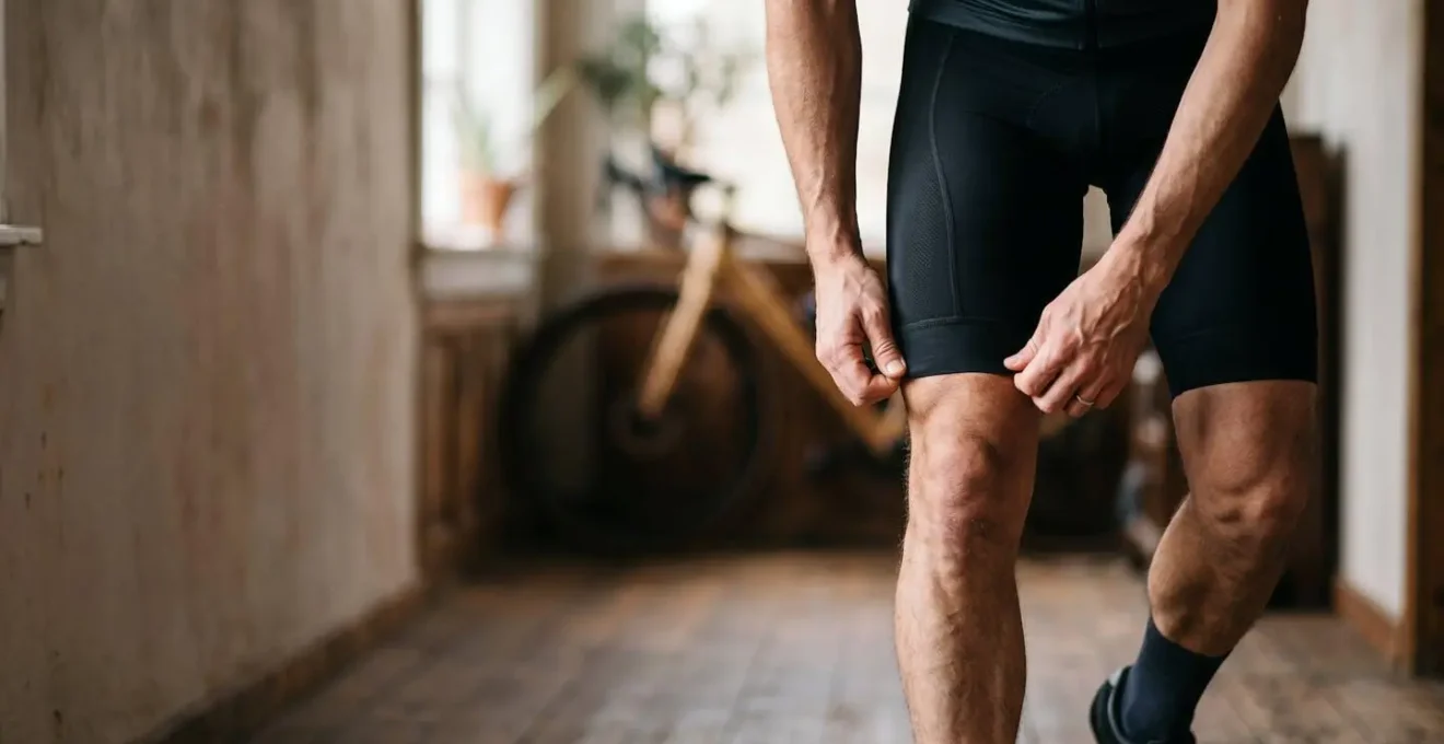 Coupe technique d'un cuissard de cyclisme montrant les différentes couches de la peau de chamois