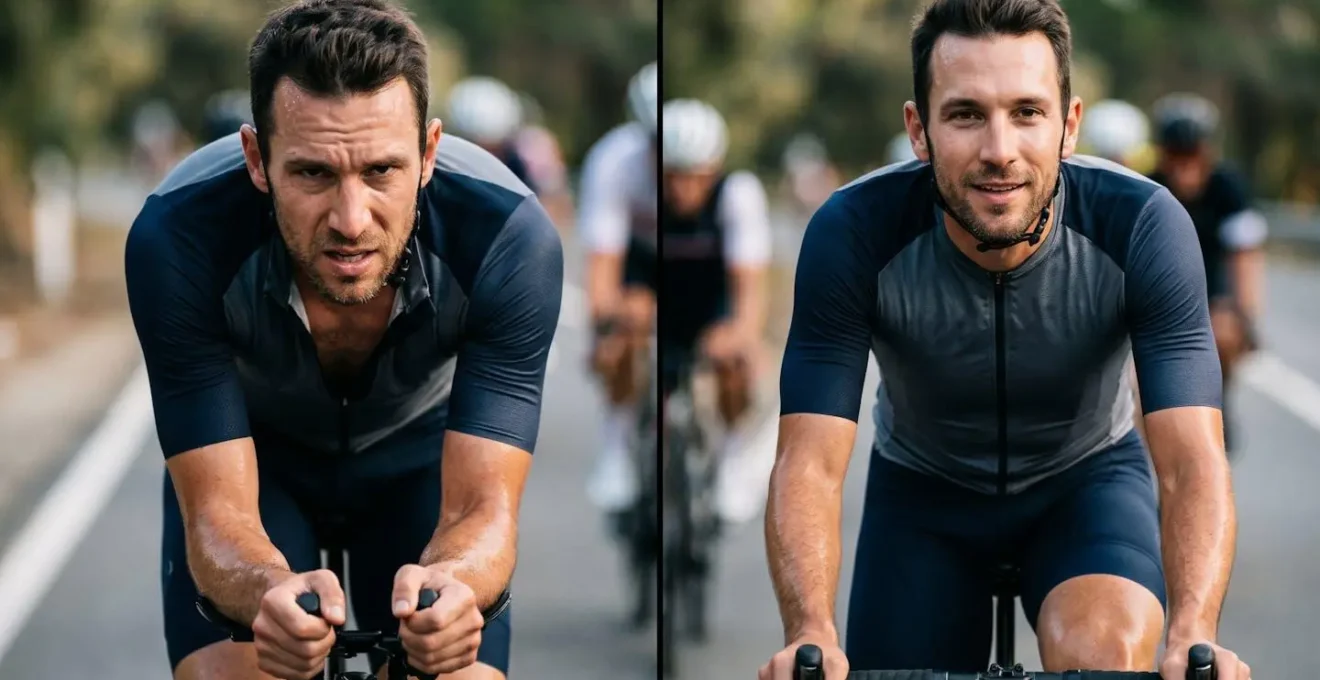 Comparaison de deux positions cyclistes montrant l'impact sur le dos