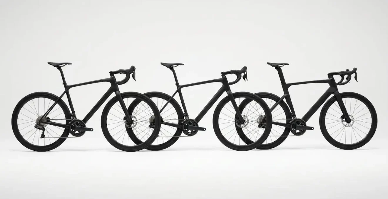Comparaison visuelle de trois géométries de cadres vélo avec angles de tube de selle différents