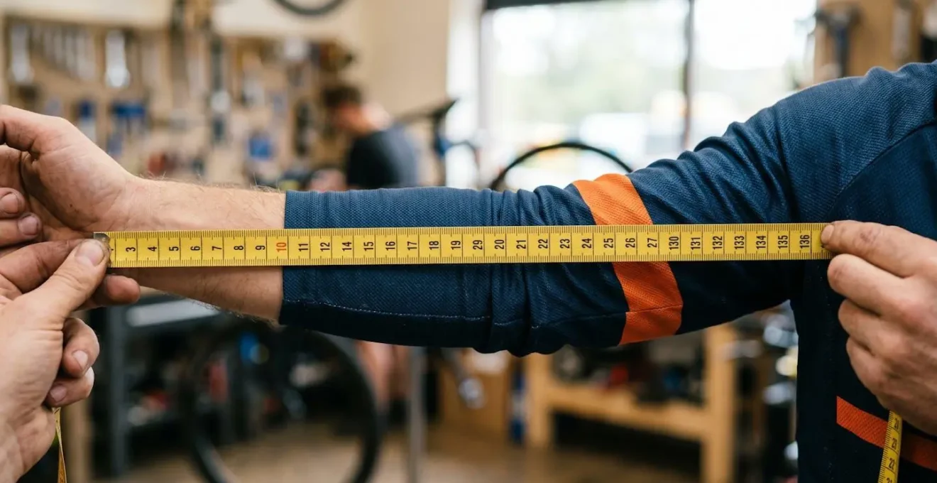 Cycliste mesurant son envergure pour calculer l'Ape Index
