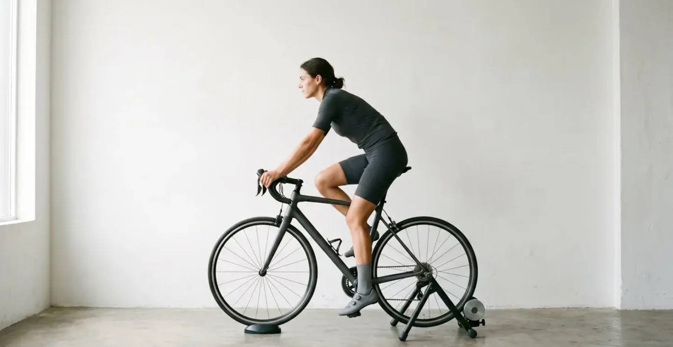 Cycliste effectuant le test du talon sur la pédale pour régler la hauteur de selle
